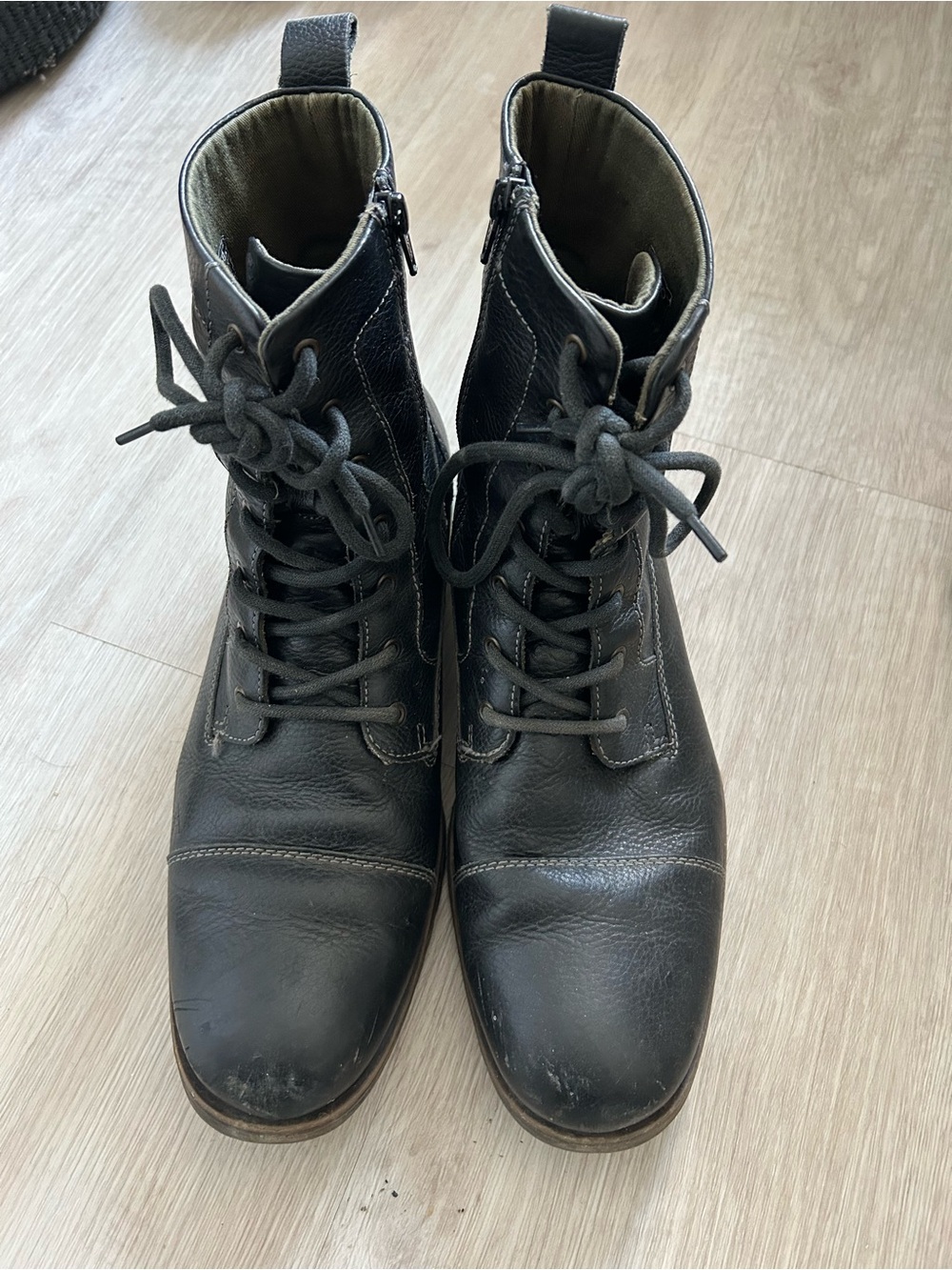 Aldo Black Lace-Up Combat Ankle Boots